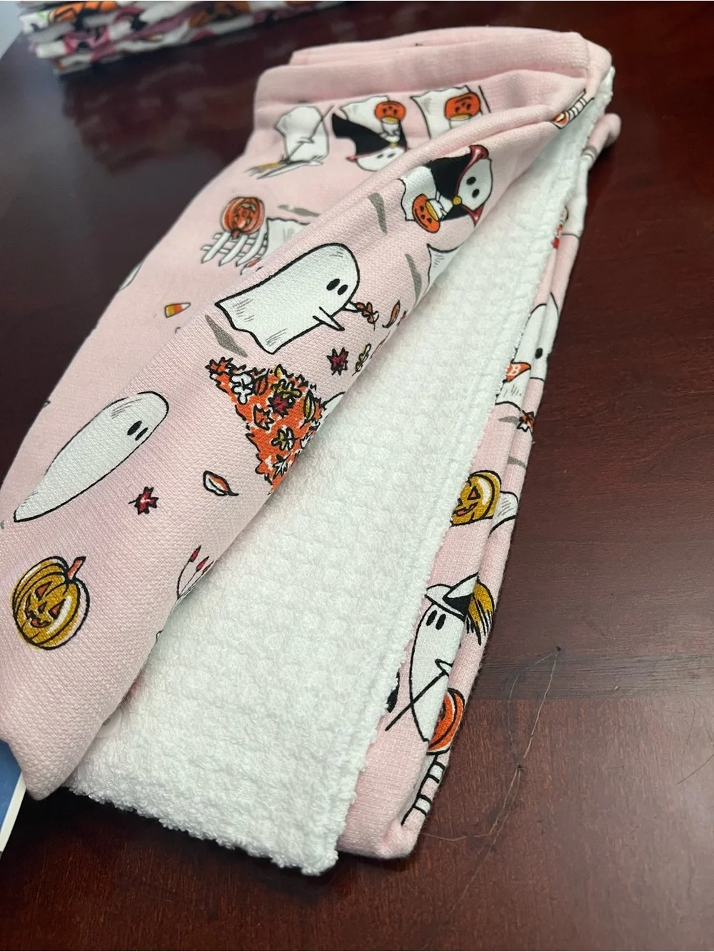 Isaac Mizrahi Pink Halloween Ghost & Pumpkin 3-Piece Kitchen Towel Set